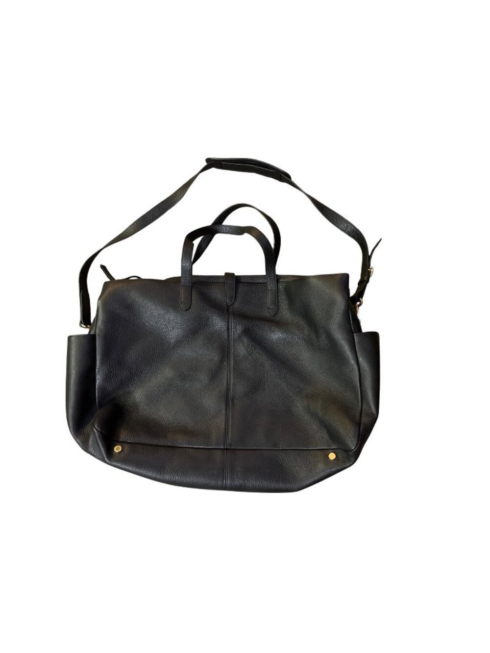Cuyana Triple Zipper Weekender Bag Black Italian Leather Used Large